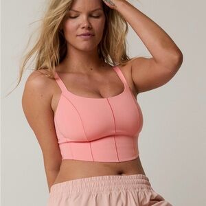 Aerie Women’s Longline Bralette Crop Top in Coral Pink